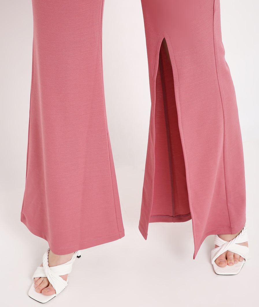 Hot Pink Bootleg Front Slit Pants